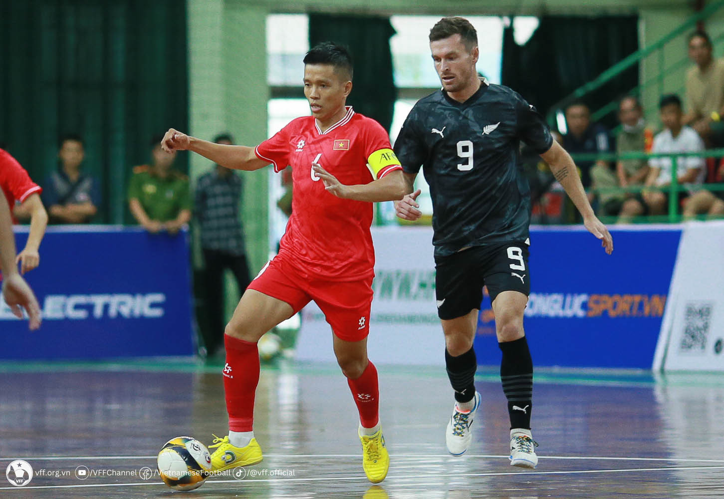 Trận đấu giữa đội tuyển futsal Việt Nam gặp New Zealand. Nguồn: VFF