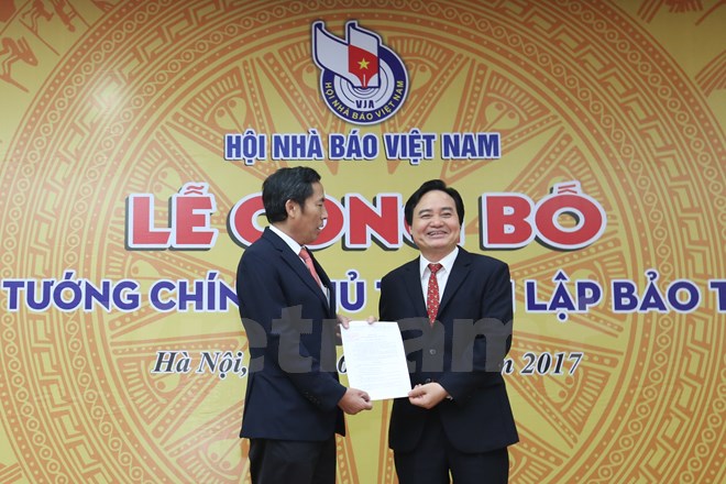 Lễ công bố Quyết định của Thủ tướng Chính phủ về việc thành lập Bảo tàng Báo chí Việt Nam diễn ra sáng 16/8 tại Hà Nội. (Ảnh: Minh Sơn/Vietnam+)