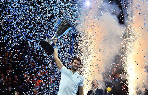 Dimitrov chiến thắng ngay ở lần đầu được góp mặt tại ATP Finals. Ảnh: AFP.