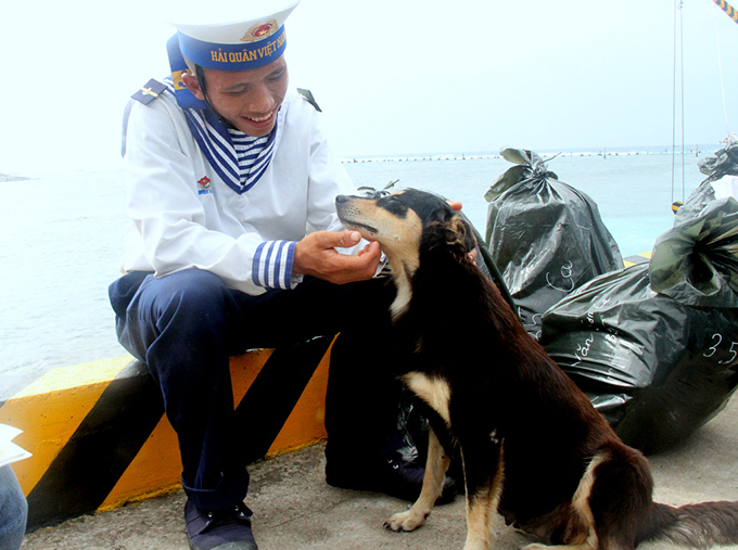 Với lính đảo, chó là người bạn thân thiết
