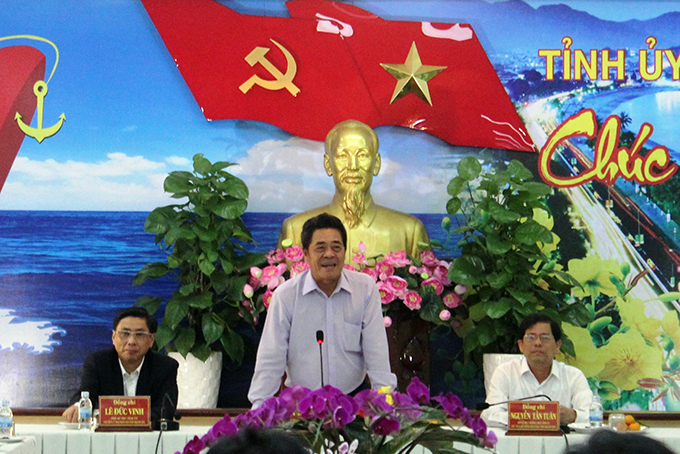  Ông Lê Thanh Quang phát biểu tại buổi gặp mặt.