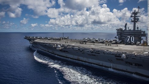 Tàu sân bay hạt nhân Mỹ USS Carl Vinson thăm Đà Nẵng, Việt Nam từ ngày 5-9/3/2018. Ảnh: CNN