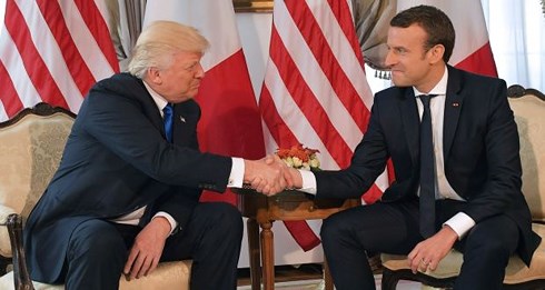Tổng thống Pháp Emmanuel Macron thăm Mỹ. Ảnh: Irish Times.