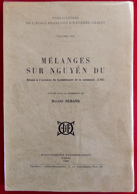 Cuốn Mélanges sur Nguyễn Du, nghiên cứu của Maurice Durand - Efeo Paris 1966