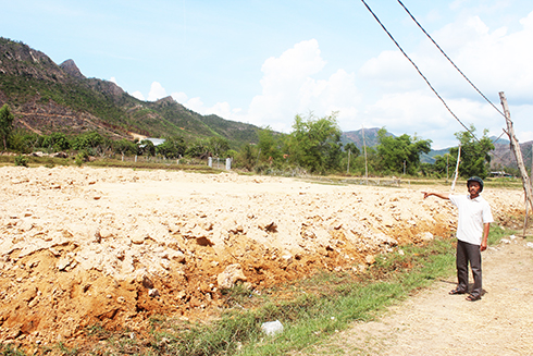 Khu đất ruộng bị bà Huỳnh Thị Chanh tự ý đổ đất, san nền.