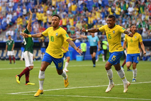 Đội tuyển Brazil đã thể hiện sức mạnh đáng sợ trước đội tuyển Mexico.