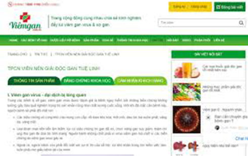 Trang web viemgan.com.vn không thuộc Công ty Tuệ Linh  quảng cáo sản phẩm viêm gan của Tuệ Linh.