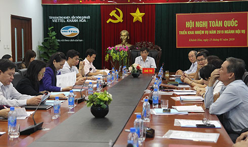 Quang cảnh hội nghị tại điểm cầu Khánh Hòa.