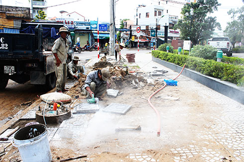 Một đoạn đường Tô Hiệu trong quá trình hoàn thiện.