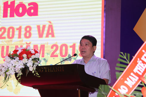 Ông Trần Duy Hưng - Bí thư Đảng bộ, Tổng Biên tập Báo Khánh Hòa phát biểu chào mừng