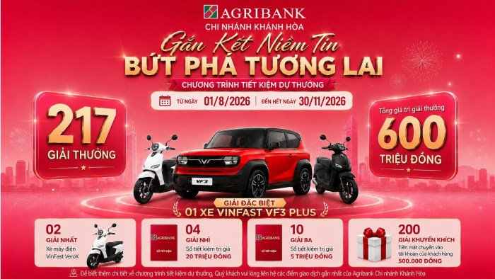 Agribank Chi nhánh Khánh Hòa: Triển khai chương trình tiết kiệm dự thưởng "Gắn kết niềm tin - Bứt phá tương lai"
