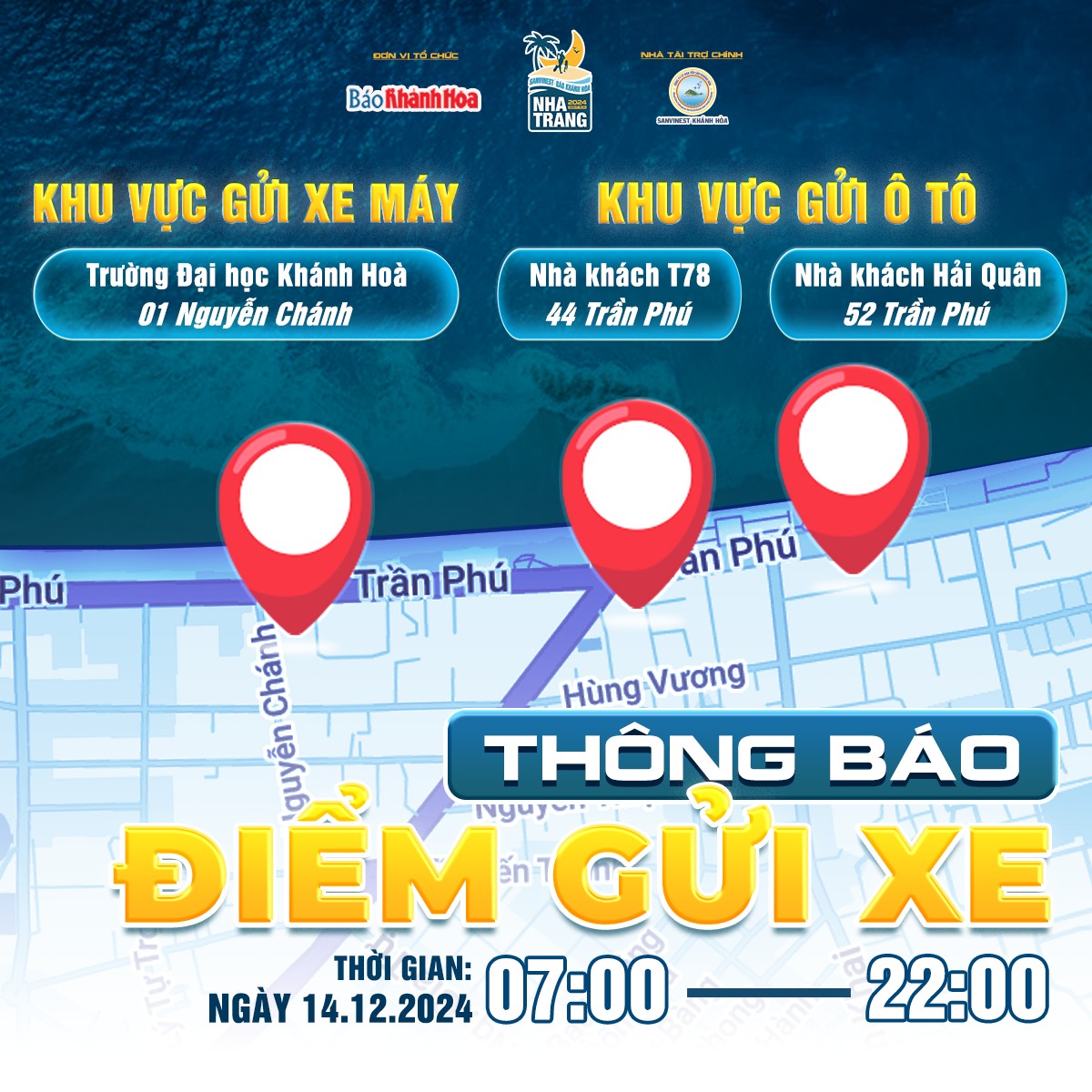 Giải Nha Trang Night Run Sanvinest - Báo Khánh Hòa 2024: Tổ chức 3 địa điểm trông giữ xe phục vụ vận động viên và người dân