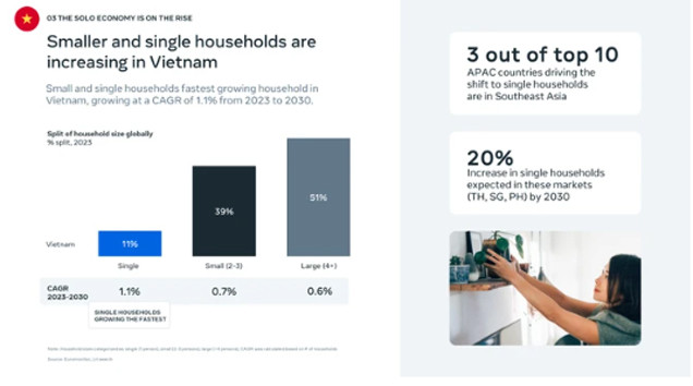 Xu hướng tăng trưởng mạnh mẽ của hộ gia đình nhỏ và độc thân ở Việt Nam