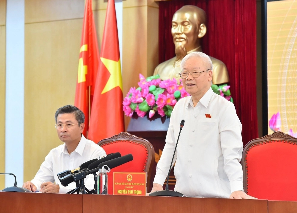 Tổng Bí thư Nguyễn Phú Trọng trong một cuộc tiếp xúc cử tri trước Kỳ họp thứ 6 Quốc hội khóa XV.