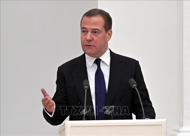 Phó Chủ tịch Hội đồng An ninh Nga, Chủ tịch đảng Nước Nga Thống nhất, ông Dmitry Medvedev. Ảnh: AFP/TTXVN

