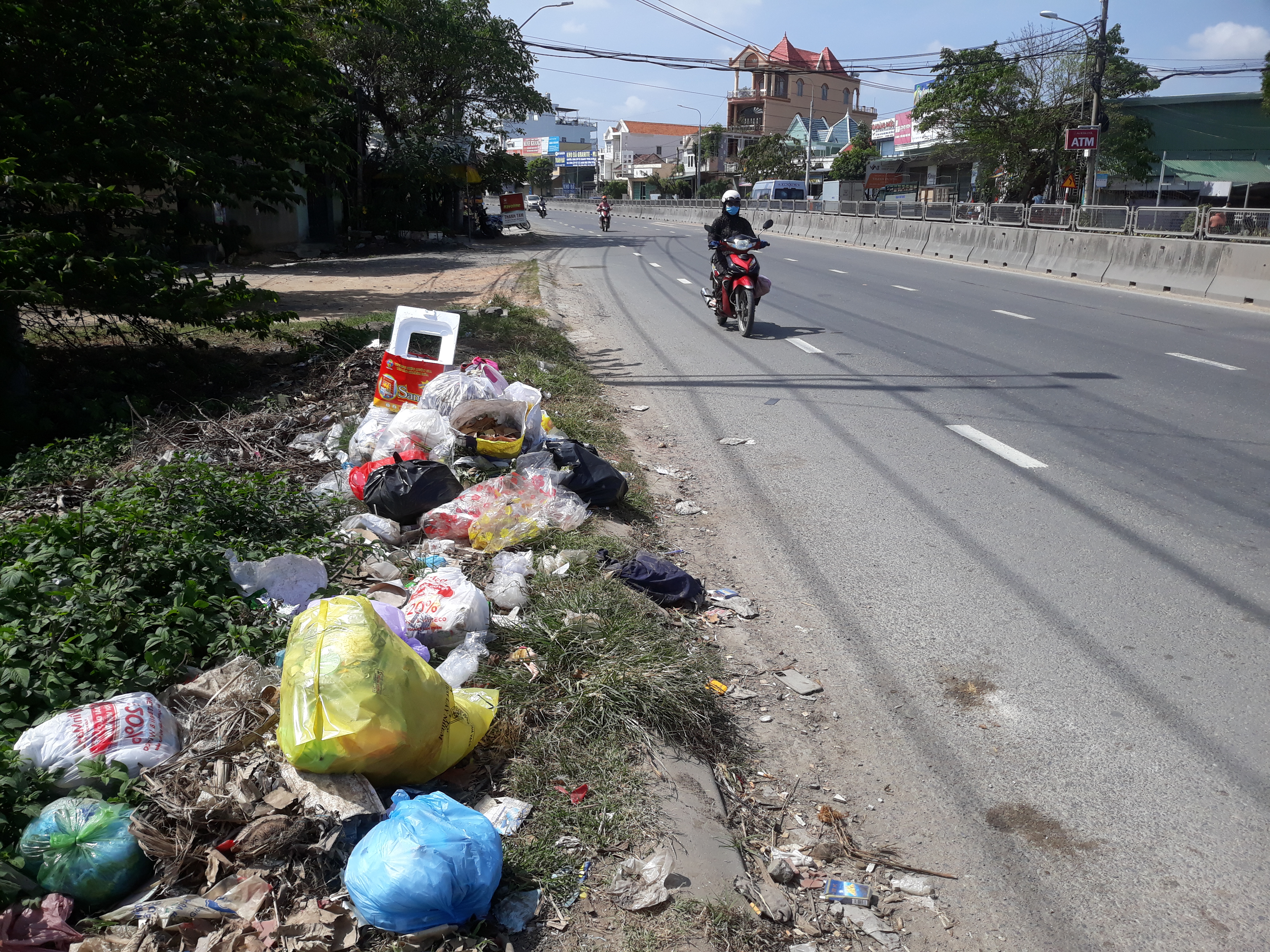 Bỏ rác bừa bãi bên đường