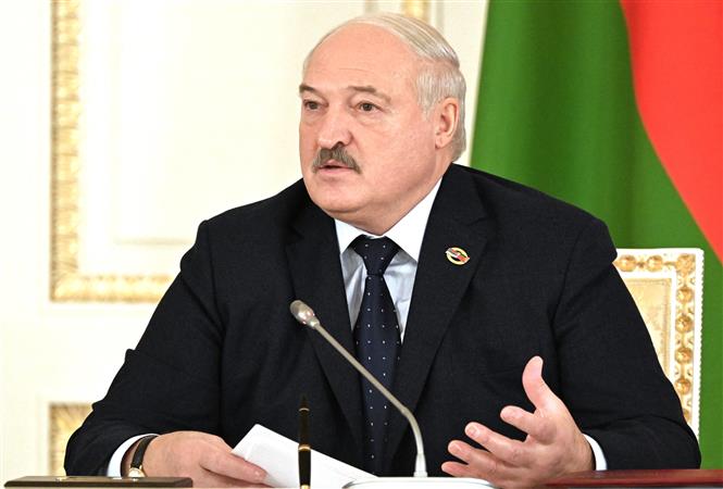 Tổng thống Belarus Alexander Lukashenko tại cuộc họp ở Saint Petersburg, Nga ngày 29/1/2024. Ảnh: AFP/TTXVN