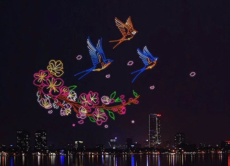2025 drone sẽ tỏa sáng trong chương trình Hòa nhạc ánh sáng tại hồ Tây