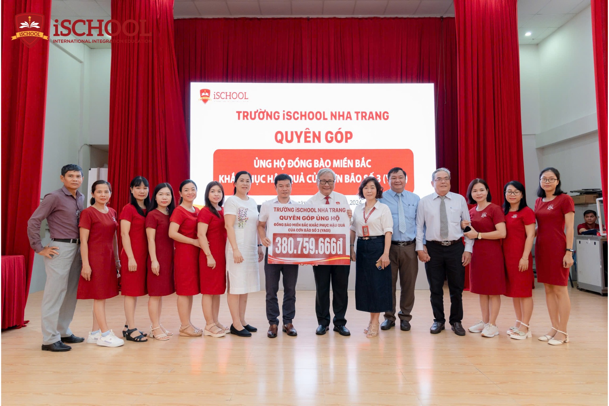 Giáo viên, nhân viên, phụ huynh và học sinh iSchool Nha Trang quyên góp ủng hộ đồng bào miền Bắc khắc phục hậu quả cơn bão số 3, năm 2024.