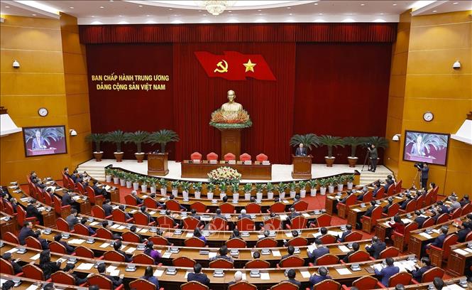 Quang cảnh phiên bế mạc Hội nghị Ban Chấp hành Trung ương Đảng khoá XIII. Ảnh: Doãn Tấn/TTXVN