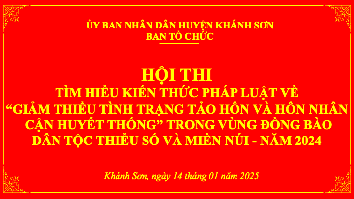 Ngày 14-1, Báo Khánh Hòa sẽ livestream Hội thi tìm hiểu kiến thức pháp luật về tảo hôn và hôn nhân cận huyết thống huyện Khánh Sơn năm 2024