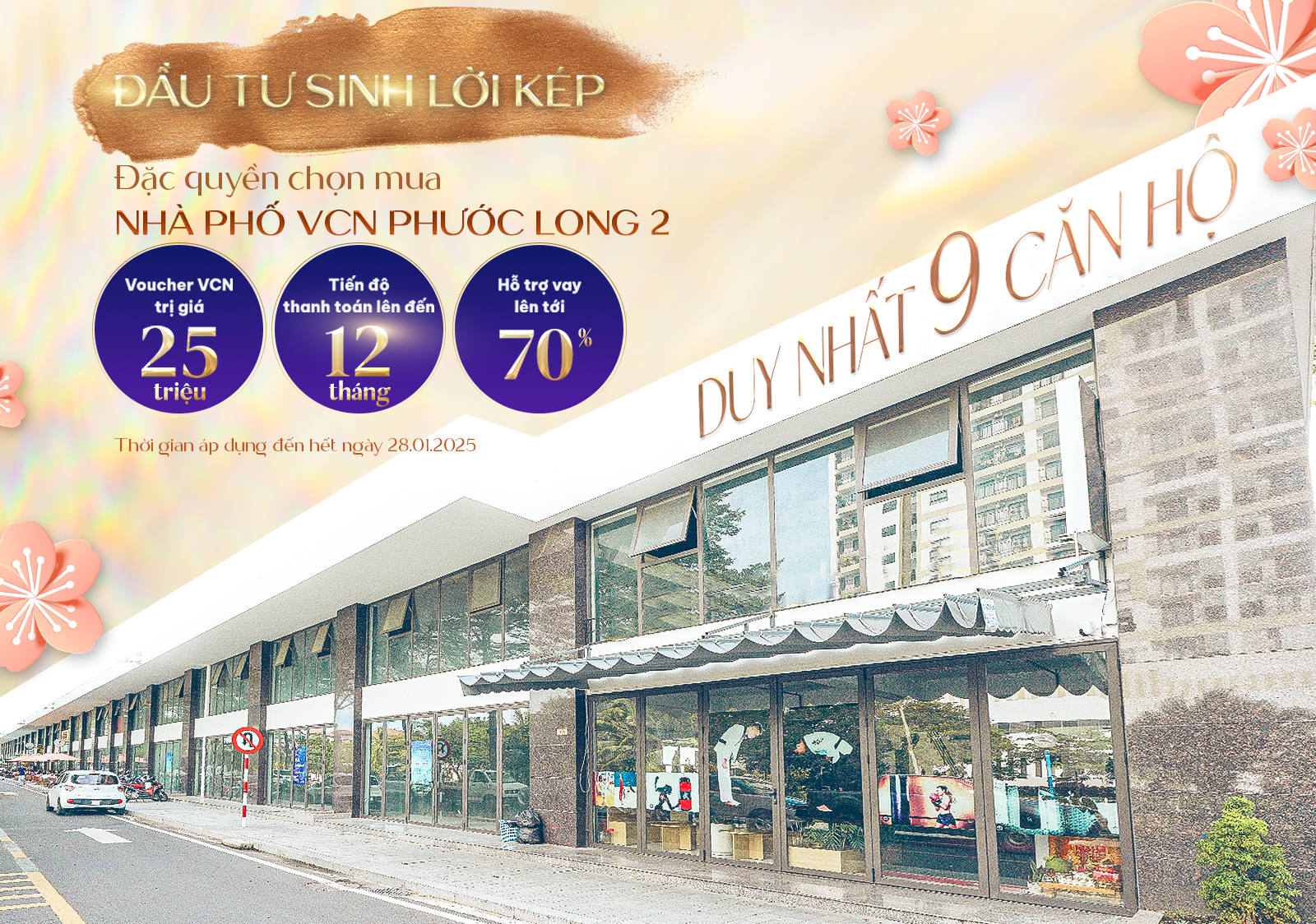 Tặng 1 lượng vàng SJC 9999 + lì xì may mắn 2% + sinh lời kép khi mua căn hộ trệt CT3 Vĩnh Điềm Trung