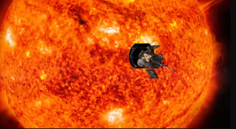 Mô phỏng hình ảnh tàu vũ trụ Parker Solar Probe bay vào bầu khí quyển bên ngoài của Mặt trời