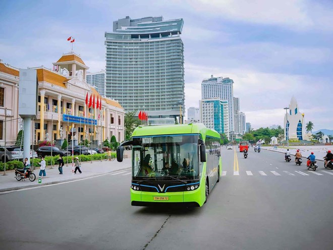 Xe bus điện ở Nha Trang để hướng đến giao thông xanh.
