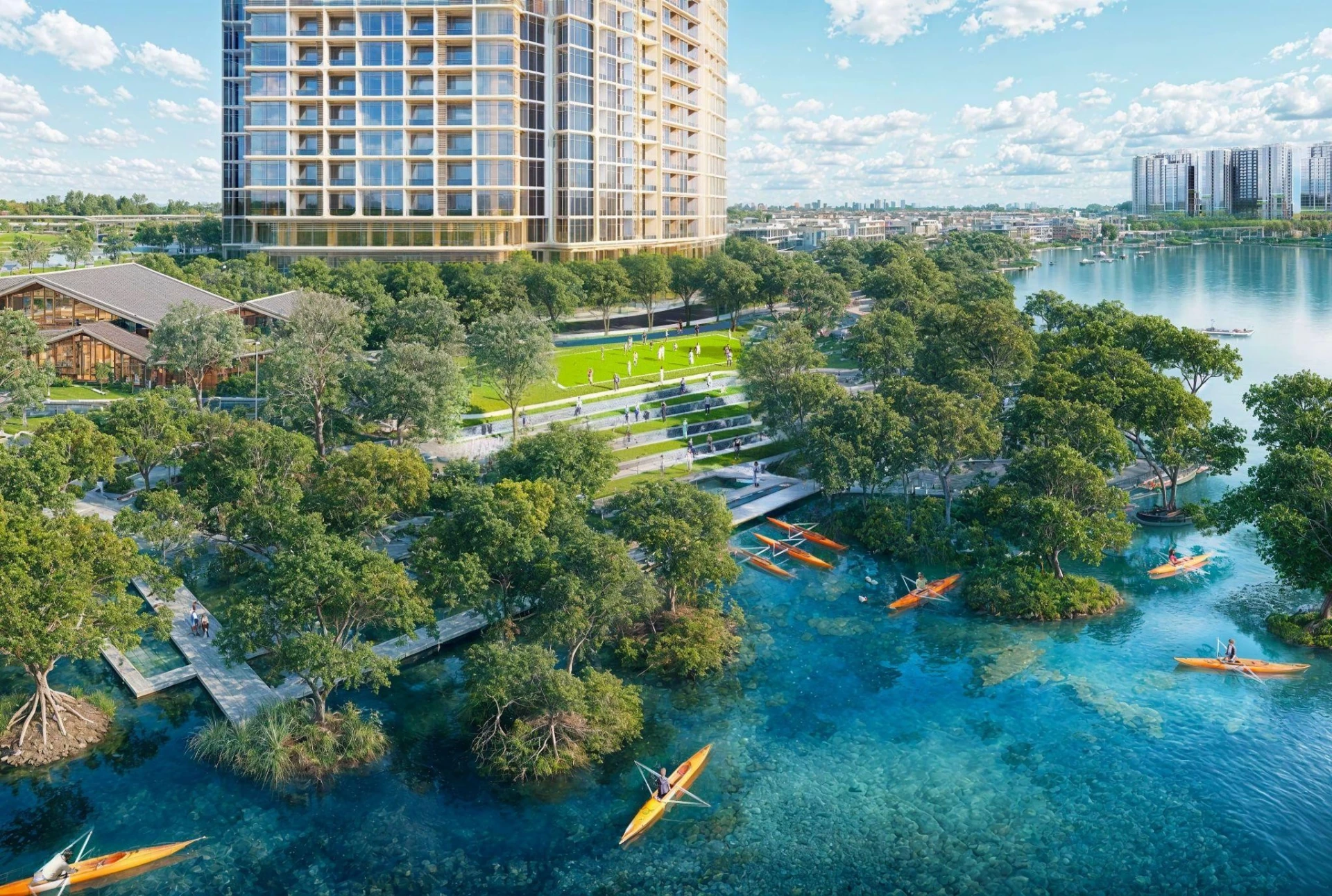 Đảo Nam đầu tư mạnh mẽ vào yếu tố chăm sóc sức khỏe với các tiện ích đặc quyền dành cho cư dân. (Ảnh phối cảnh minh họa)