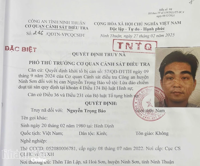 Công an xã Cam Lâm vây bắt đối tượng truy nã đặc biệt nguy hiểm