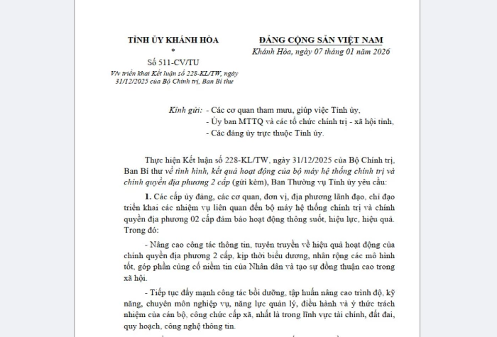 Tiếp tục đảm bảo bộ máy địa phương 2 cấp hoạt động hiệu lực, hiệu quả