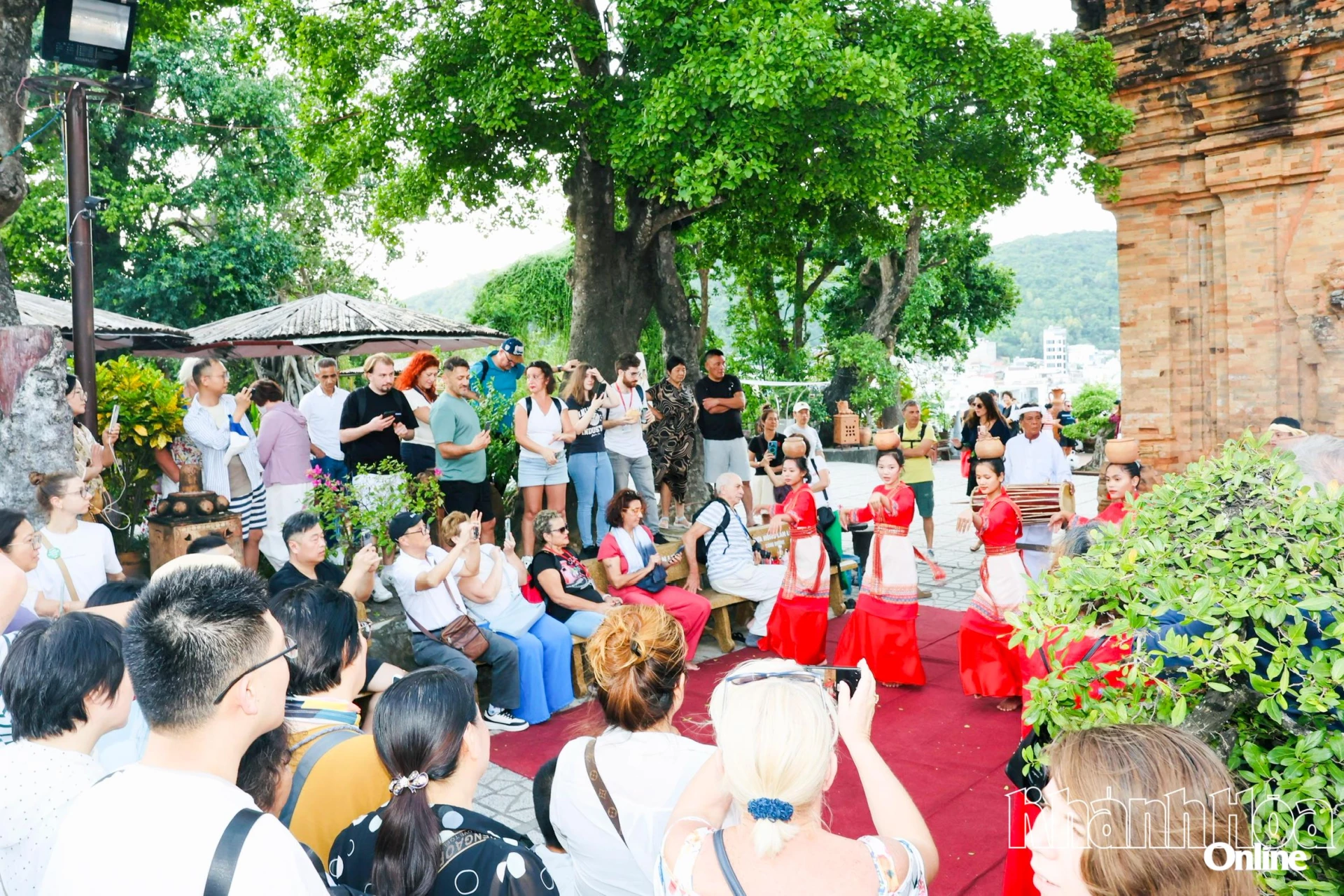 Tourists watch traditional Cham dances at the Po Nagar Cham Towers 