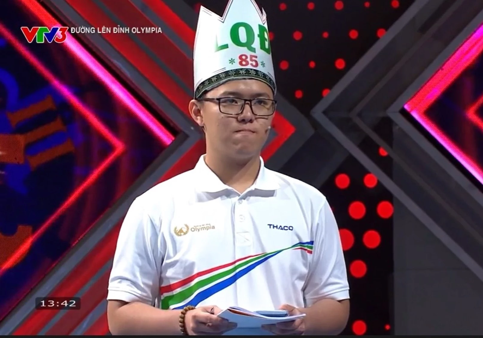 Thí sinh Trần Võ Gia Bảo ở phần thi về đích. (Ảnh chụp màn hình)