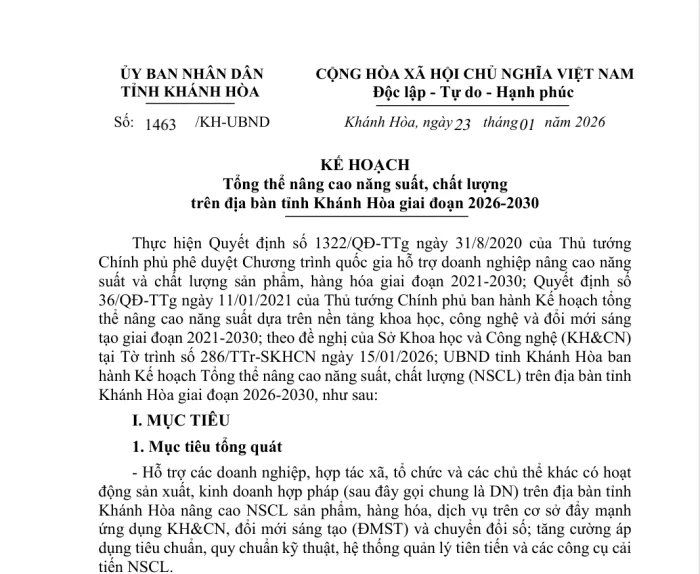 Hỗ trợ doanh nghiệp nâng cao năng suất, chất lượng sản phẩm, hàng hóa, dịch vụ