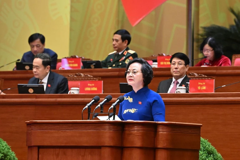 Phó Thủ tướng Chính phủ Phạm Thị Thanh Trà tham luận về vấn đề: Xây dựng Chính phủ Kiến tạo phát triển, liêm chính, hành động quyết liệt, phục vụ nhân dân.