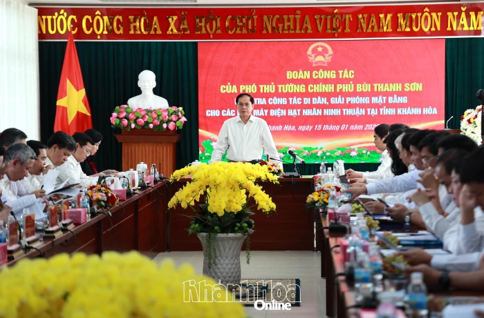 Phó Thủ tướng Chính phủ Bùi Thanh Sơn làm việc với tỉnh Khánh Hòa về tiến độ các dự án nhà máy điện hạt nhân