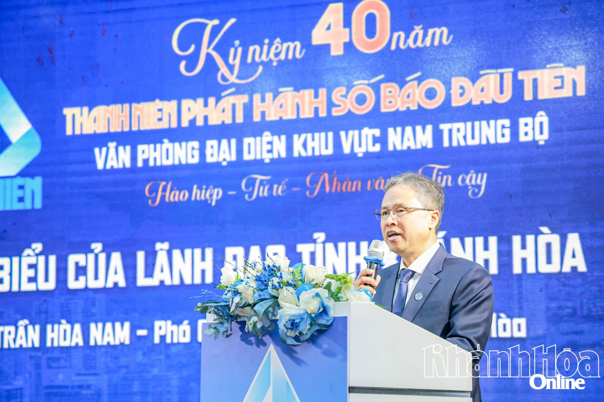 Đồng chí Trần Hòa Nam phát biểu tại buổi kỷ niệm.