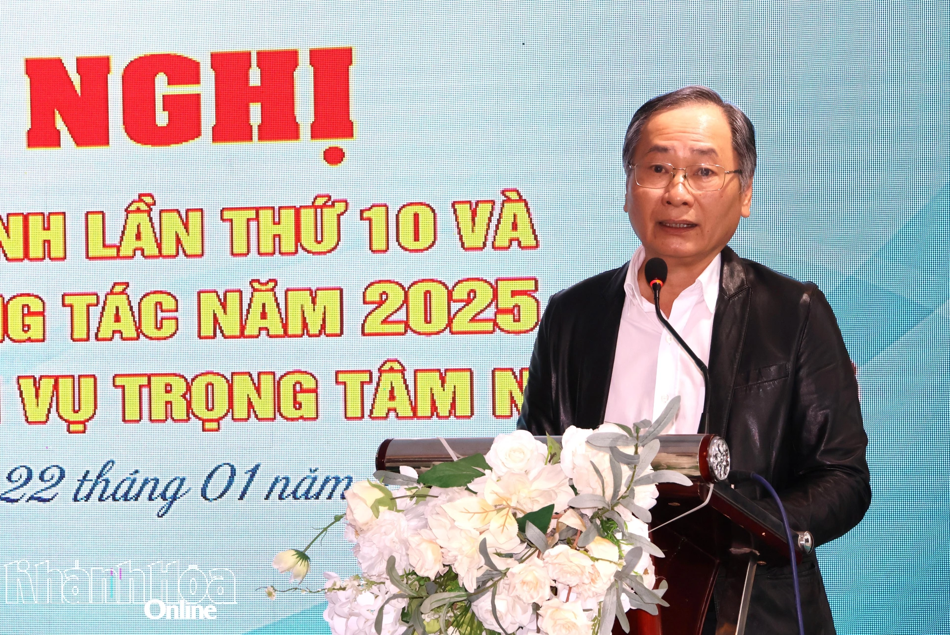 Ông Nguyễn Đắc Tài - Chủ tịch Liên hiệp các Hội Khoa học và Kỹ thuật tỉnh phát biểu tại Hội nghị.