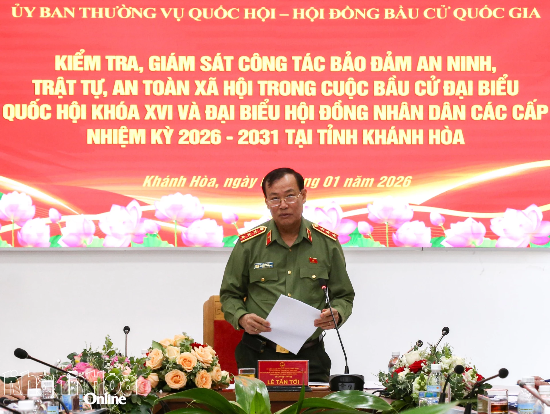 Thượng tướng Lê Tấn Tới phát biểu chỉ đạo tại buổi làm việc
