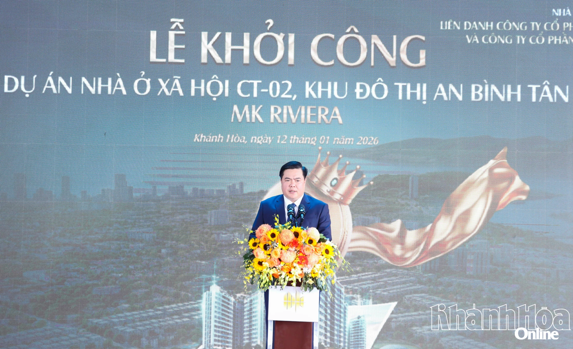 Ông Nguyễn Tiến Nghị Tổng Giám đốc Công ty TNHH đầu tư MK Holidngs phát biểu tại lễ khởi công.