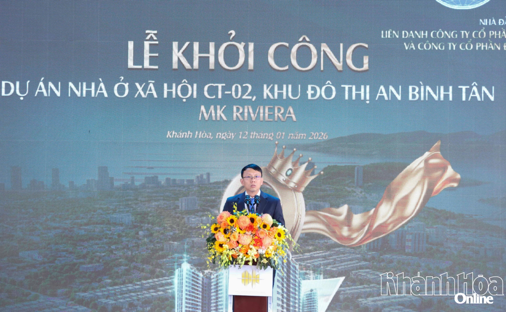 Đồng chí Nguyễn Thanh Hà - Phó Chủ tịch UBND tỉnh phát biểu tại lễ khởi công.