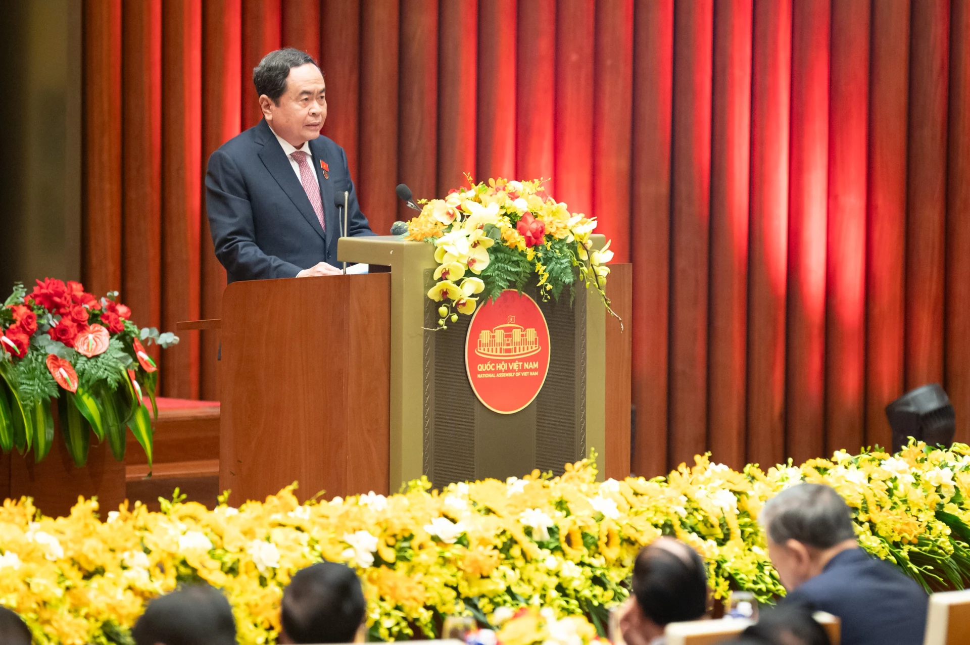 Chủ tịch Quốc hội Trần Thanh Mẫn phát biểu tại Lễ kỷ niệm (Ảnh Báo Đại biểu Nhân dân)