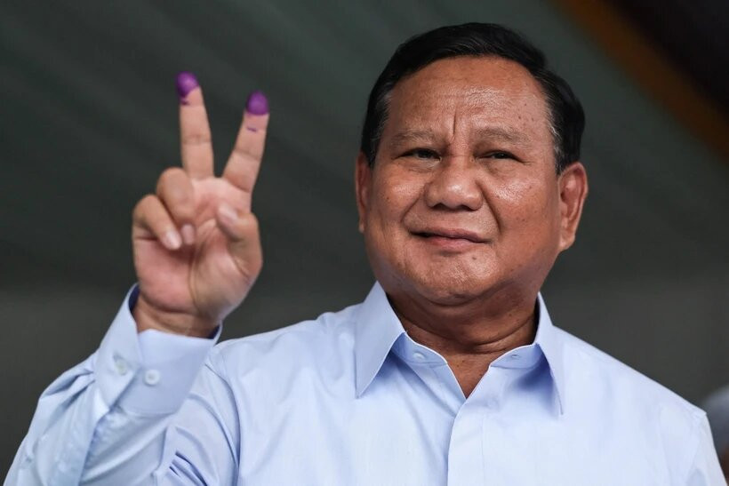 Ứng cử viên Tổng thống Indonesia Prabowo Subianto tại điểm bỏ phiếu ở Bogor ngày 14/2/2024. (Ảnh: AFP/TTXVN)

