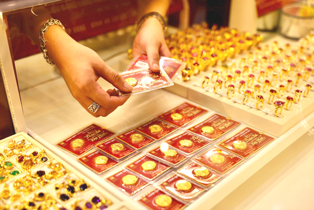 Giá vàng tăng khoảng 700.000 đồng/lượng so với đầu tuần