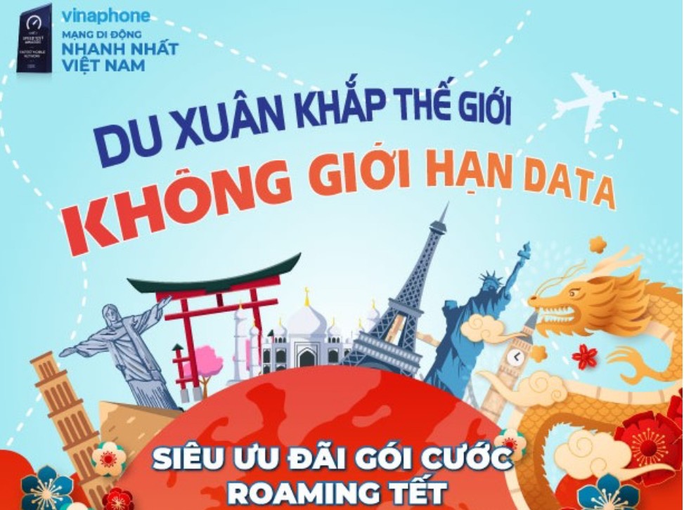 Du xuân quốc tế, không lo giới hạn data
