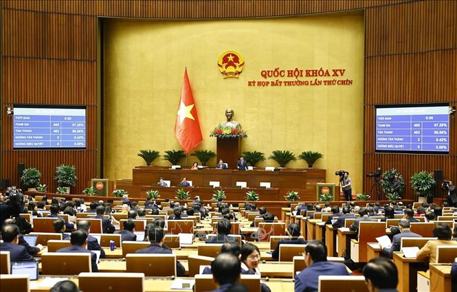 Quốc hội biểu quyết thông qua Luật Tổ chức Chính phủ (sửa đổi). Ảnh: Doãn Tấn/TTXVN