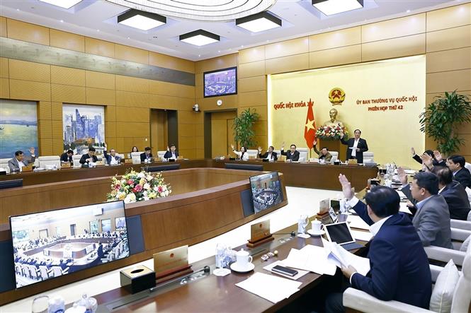 Ủy ban Thường vụ Quốc hội biểu quyết. Ảnh: Doãn Tấn/TTXVN