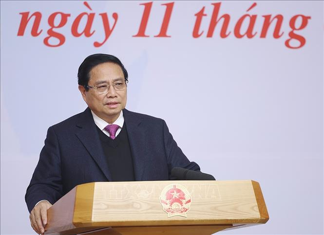 Thủ tướng Phạm Minh Chính khai mạc Hội nghị Thường trực Chính phủ làm việc với các ngân hàng thương mại. Ảnh: Dương Giang/TTXVN