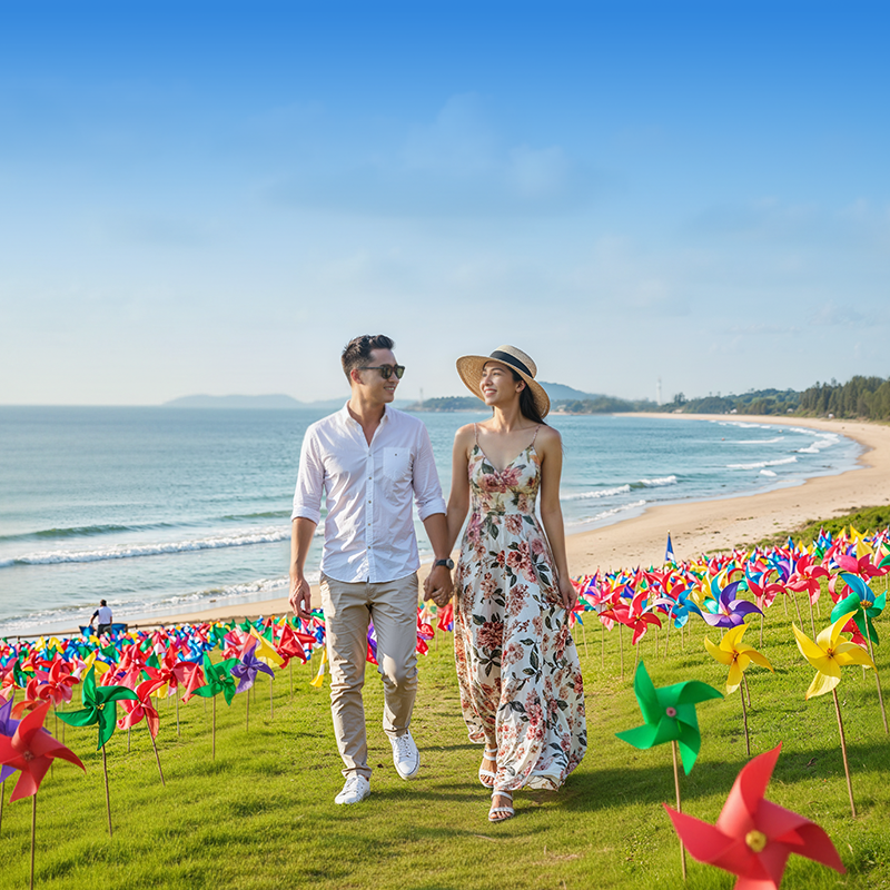 Cánh đồng chong chóng điểm nhấn sắc màu giữa không gian Bãi Dài.