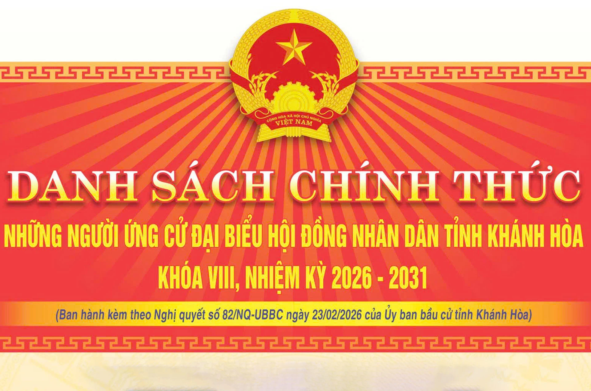 Danh sách chính thức 108 người ứng cử đại biểu HĐND tỉnh Khánh Hòa nhiệm kỳ 2026 - 2031 - Báo Khánh Hòa